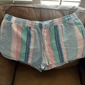Vineyard Vines Pastel Striped High Waist Shorts - Pink, Mint, Blue, Navy, Cream